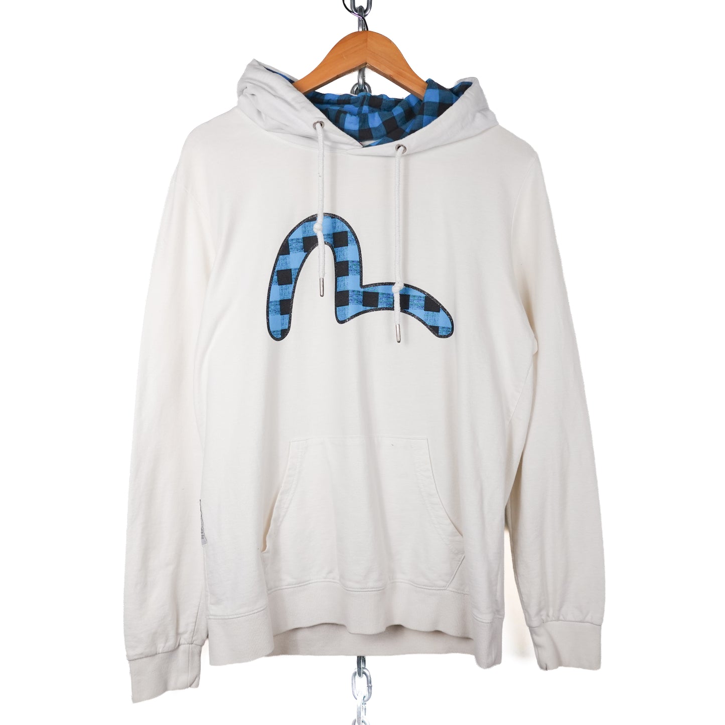 Evisu Plaid Logo Hoodie - Size M