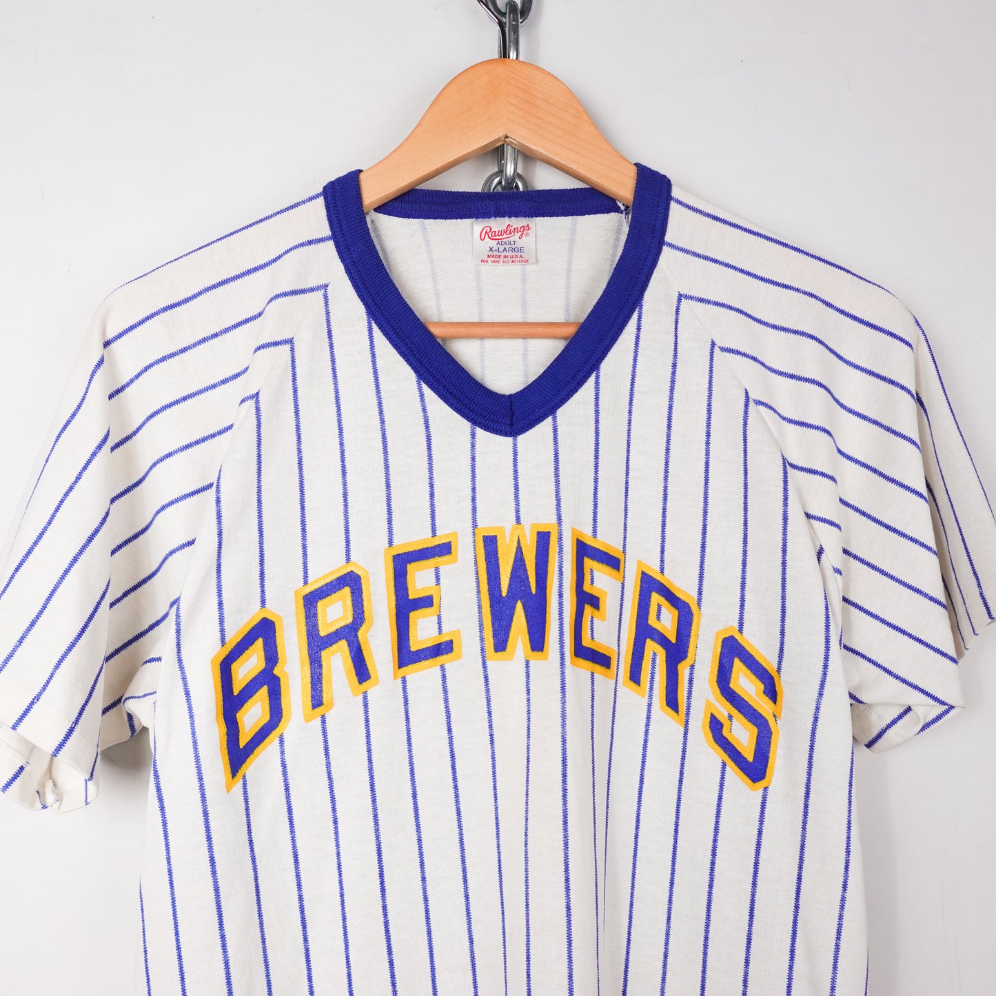 1980s Milwaukee Brewers Pinstripe Tee - Size XL