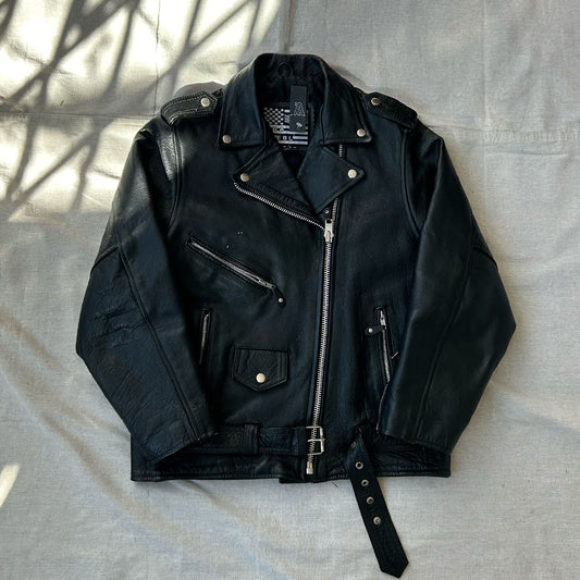 USA EBL Leather Biker Jacket - Size L
