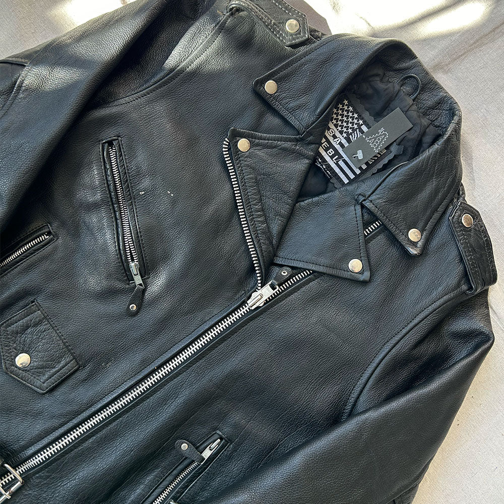 USA EBL Leather Biker Jacket - Size L
