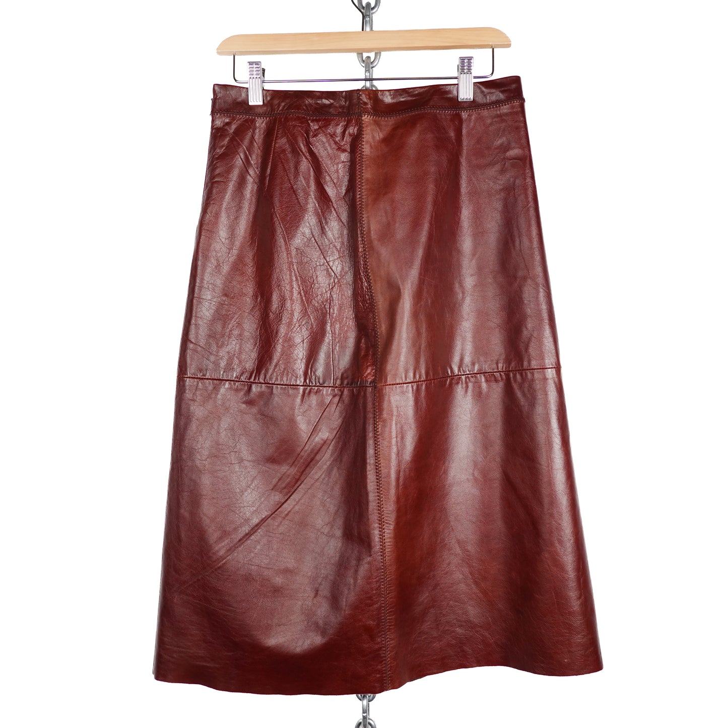 2000 GAP Burgundy Leather Skirt - Size 28