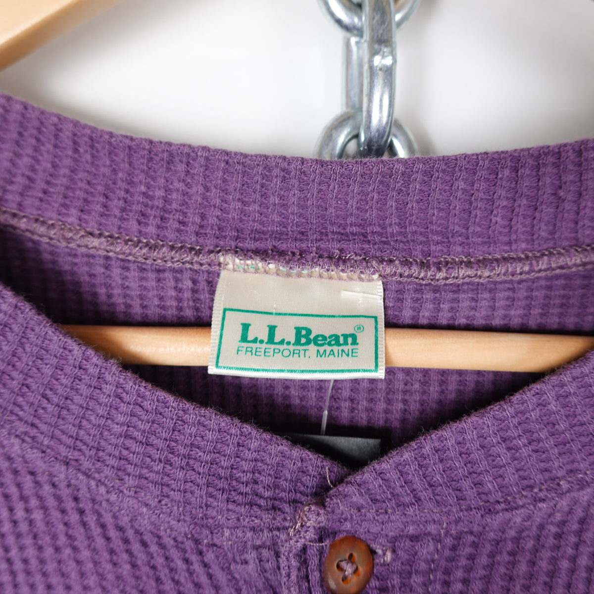 Vintage L.L. Bean Purple Button Thermal - Size L