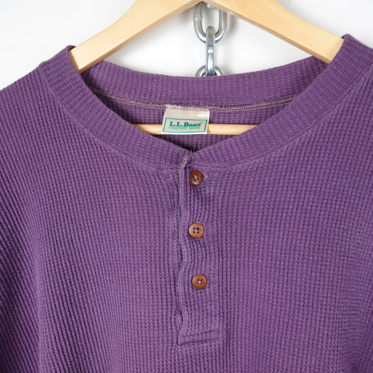 Vintage L.L. Bean Purple Button Thermal - Size L