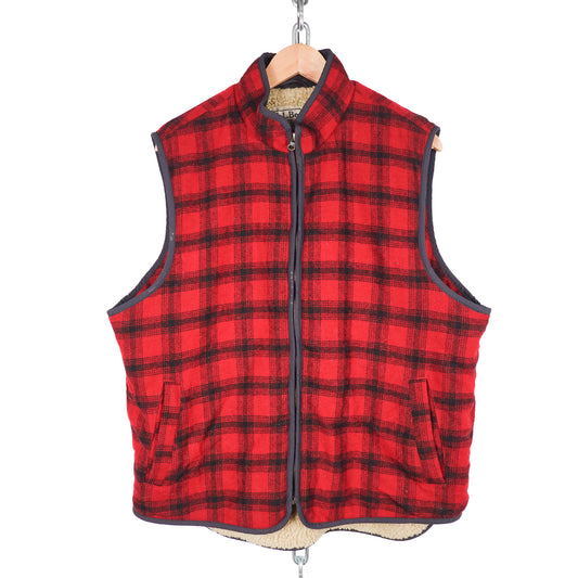 LL Bean Wool Plaid Vest - Size L