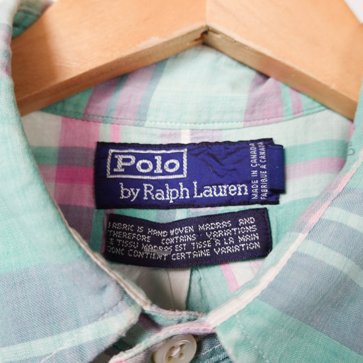 Vintage Polo RL Plaid SS Button Up - Size L
