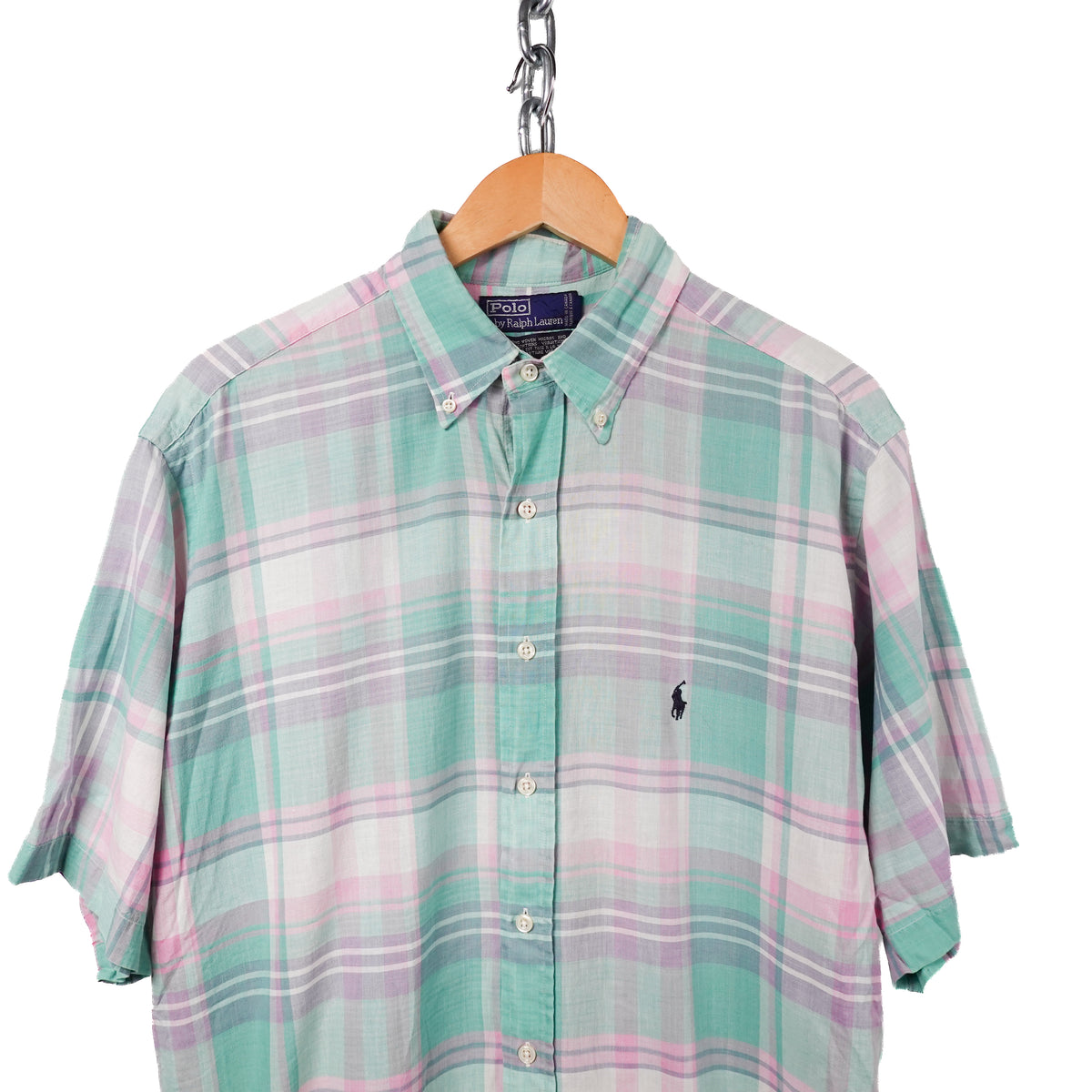 Vintage Polo RL Plaid SS Button Up - Size L
