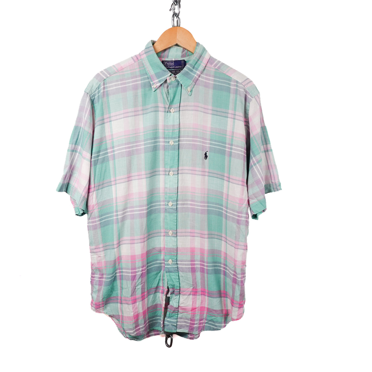 Vintage Polo RL Plaid SS Button Up - Size L