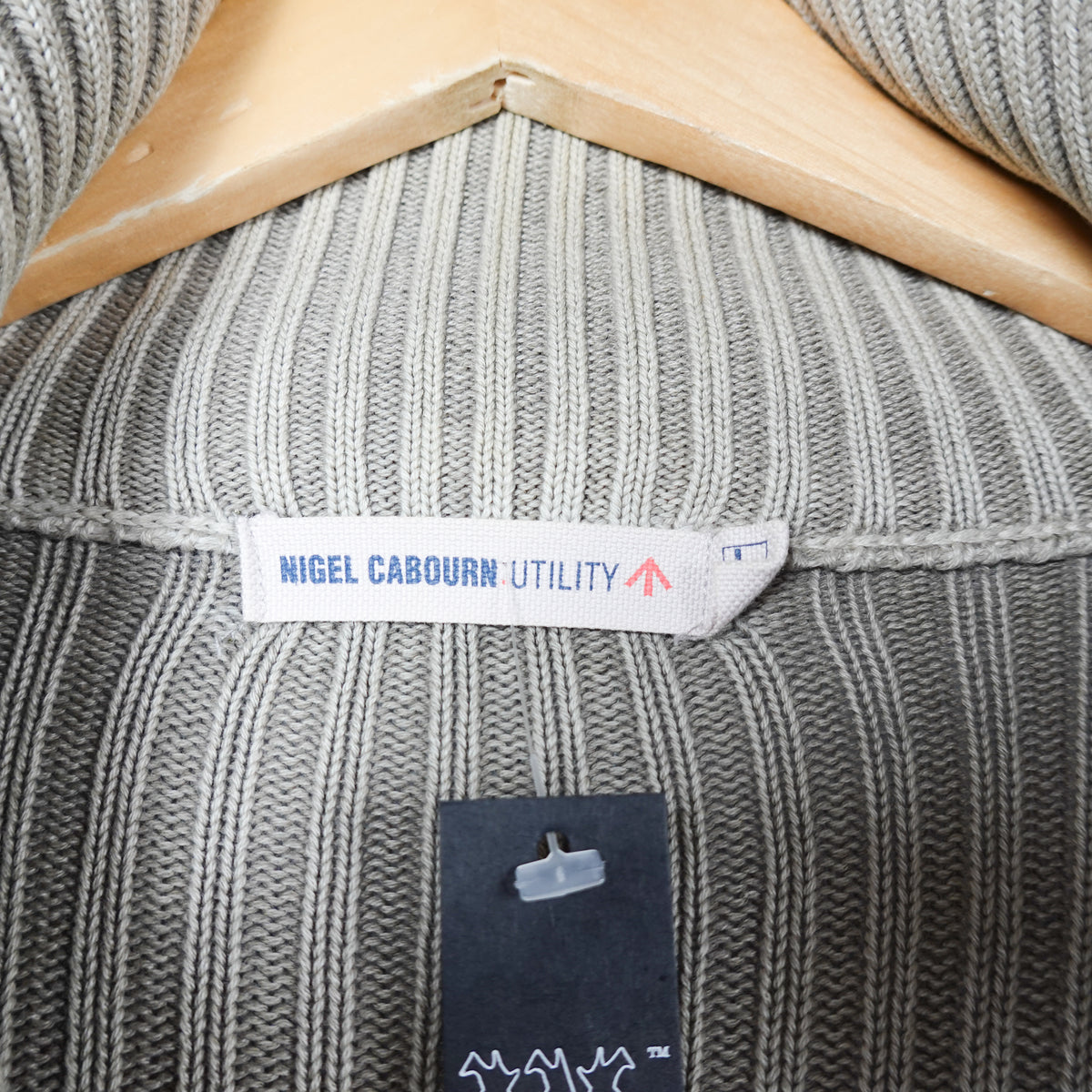 Nigel Cabourn Ribbed Zip Up Knit Sweater - Size L