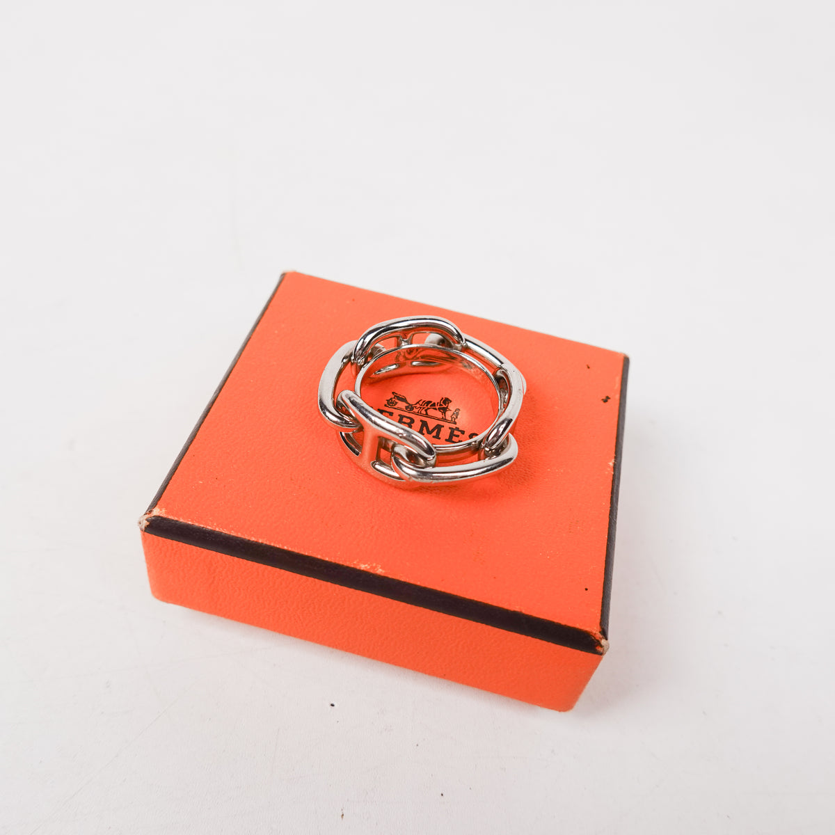 Hermes Regate Scarf Ring - Silver Toned