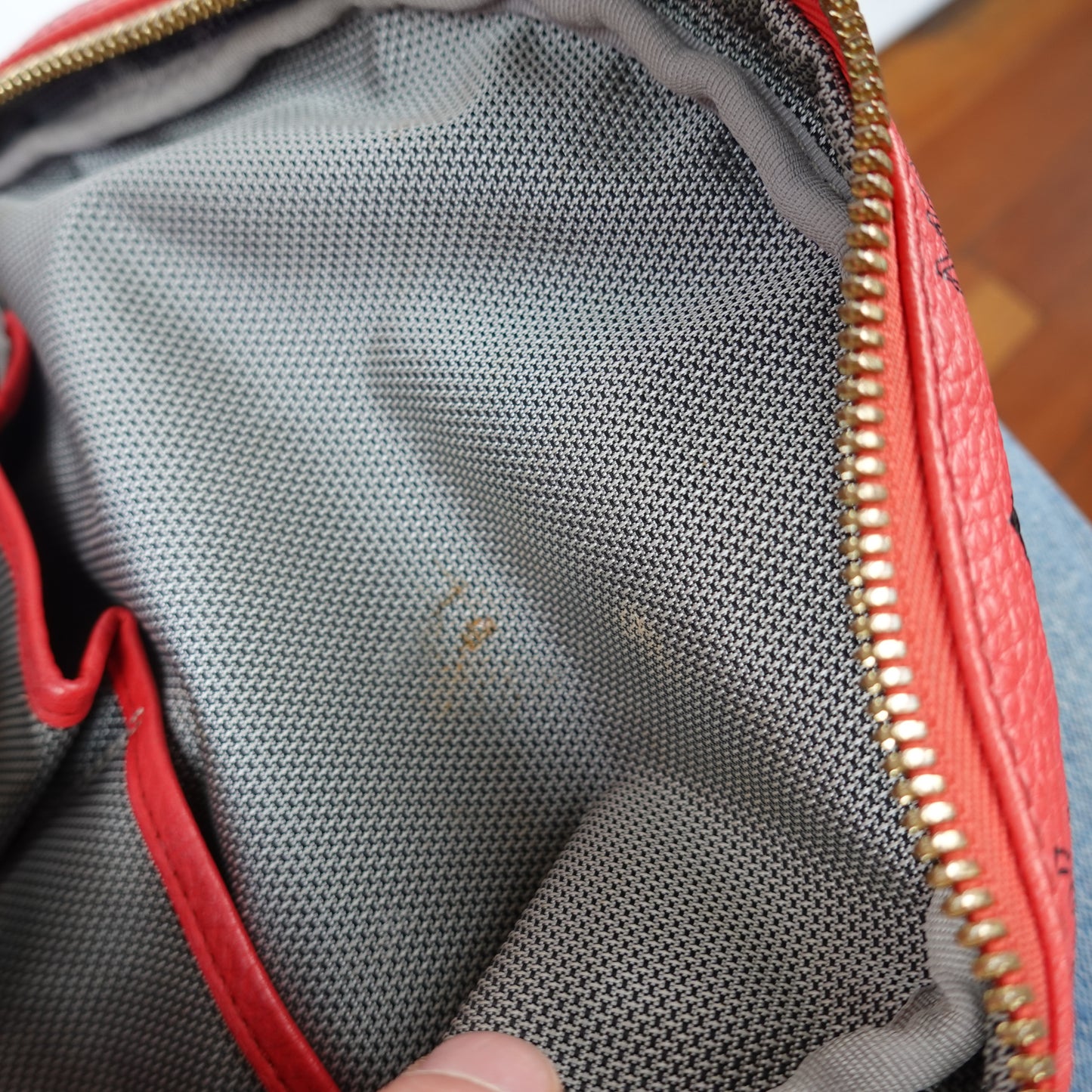 MCM Monogram Red Leather Backpack