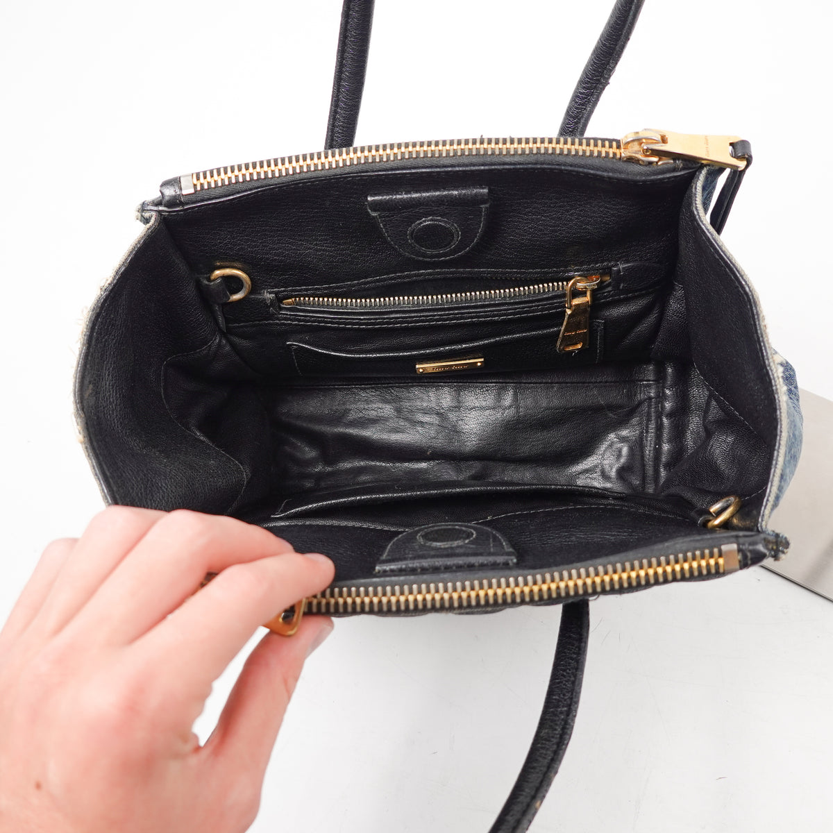 Miu Miu Biker Denim Top Handle Bag