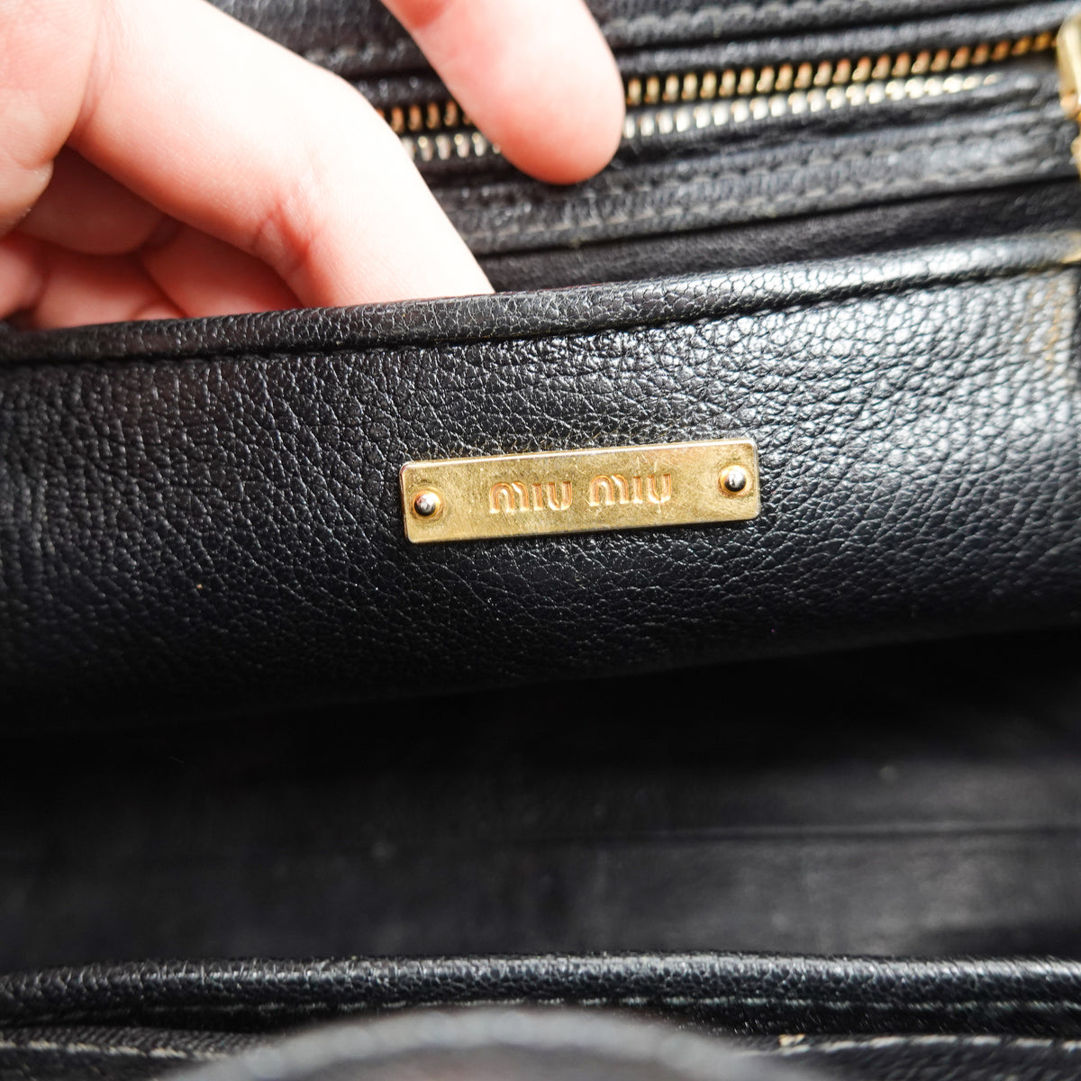 Miu Miu Biker Denim Top Handle Bag