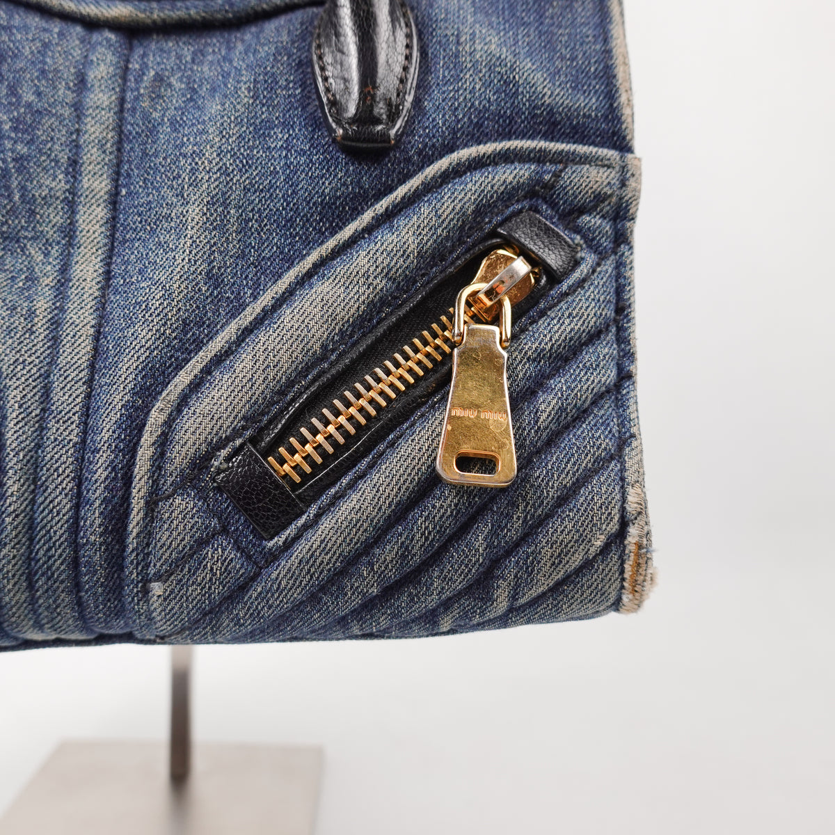 Miu Miu Biker Denim Top Handle Bag