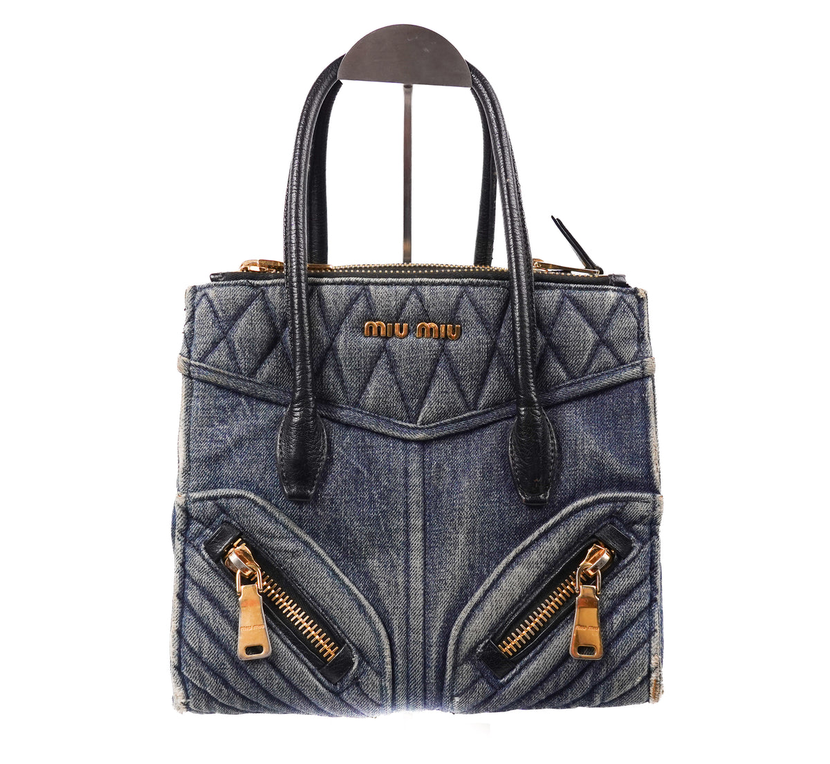 Miu Miu Biker Denim Top Handle Bag