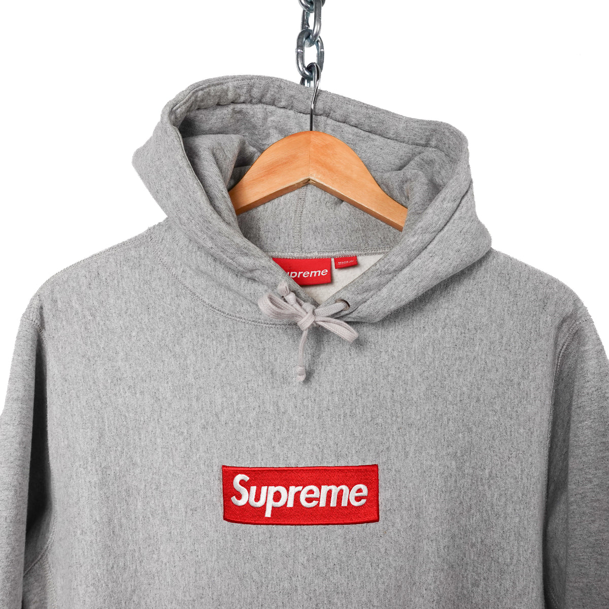 2008 Supreme Grey/Red Box Logo Hoodie - Size L