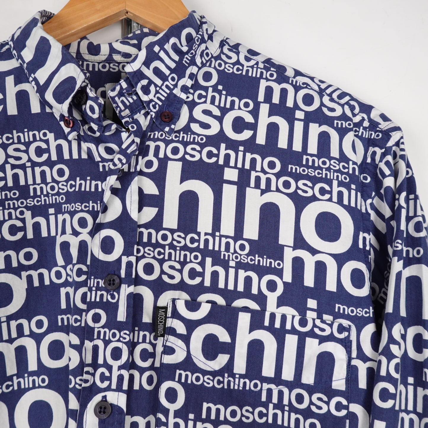 Moschino Jeans Spellout Button Up Shirt - Size L