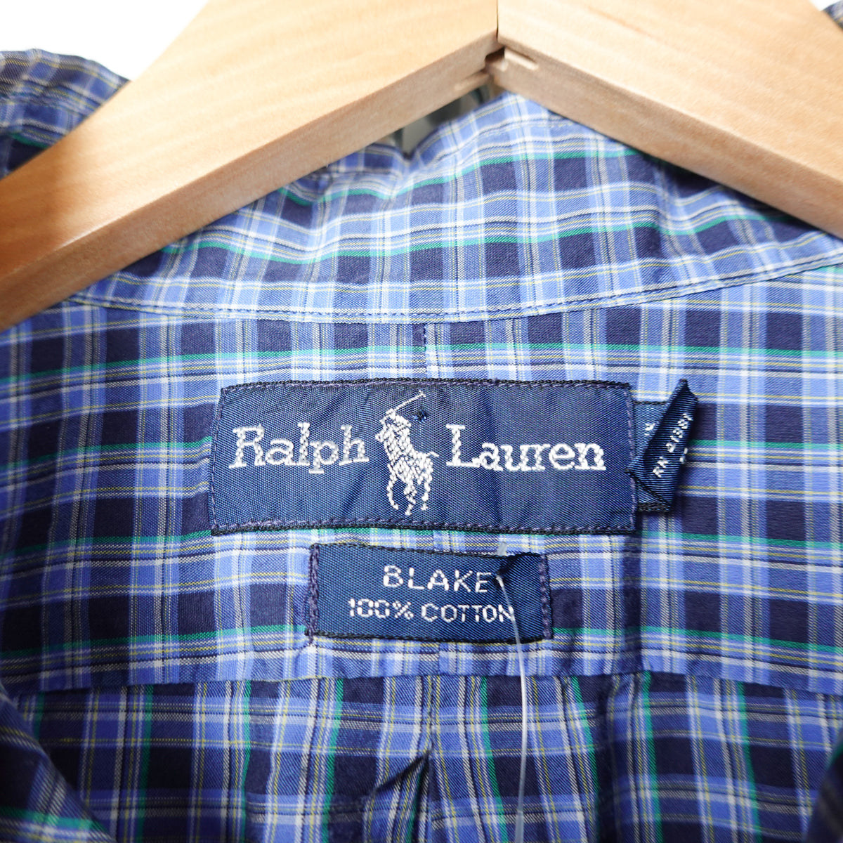 Polo RL Blue Plaid Button up - Size M