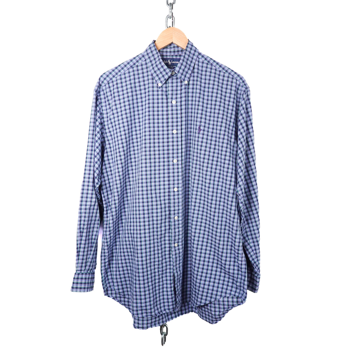 Polo RL Blue Plaid Button up - Size M
