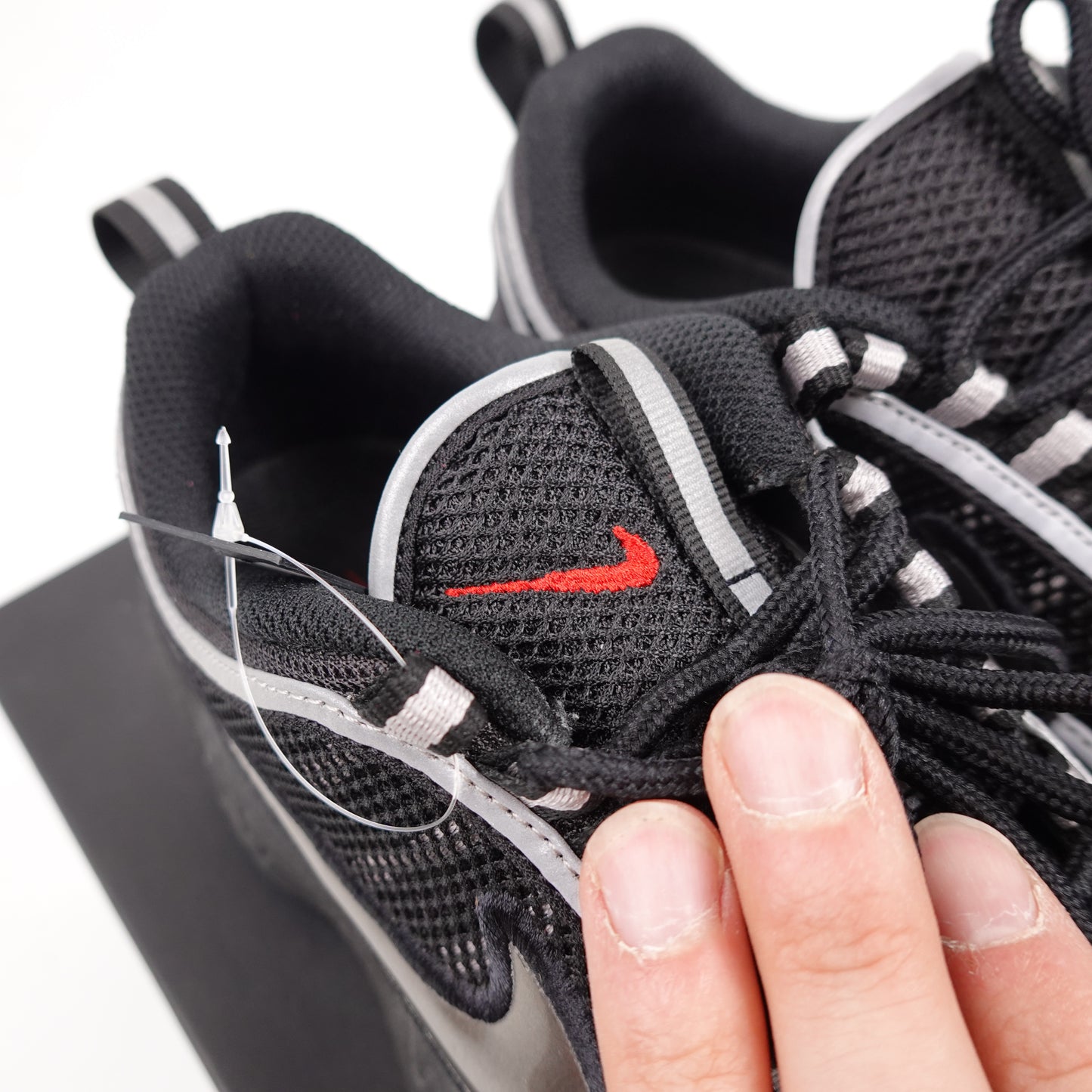 Nike Air Zoom Spiridon Black Metallic Silver - Size 7.5