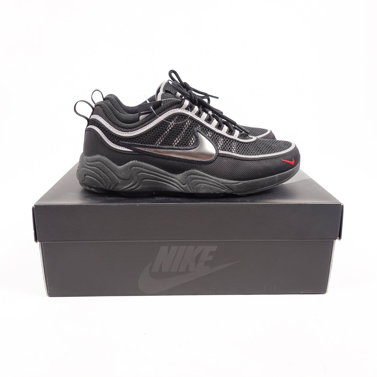 Nike Air Zoom Spiridon Black Metallic Silver - Size 7.5