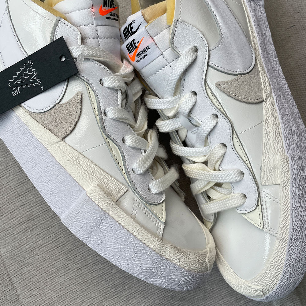 Nike Sacai Blazer Low White Patent Leather - Size 10.5