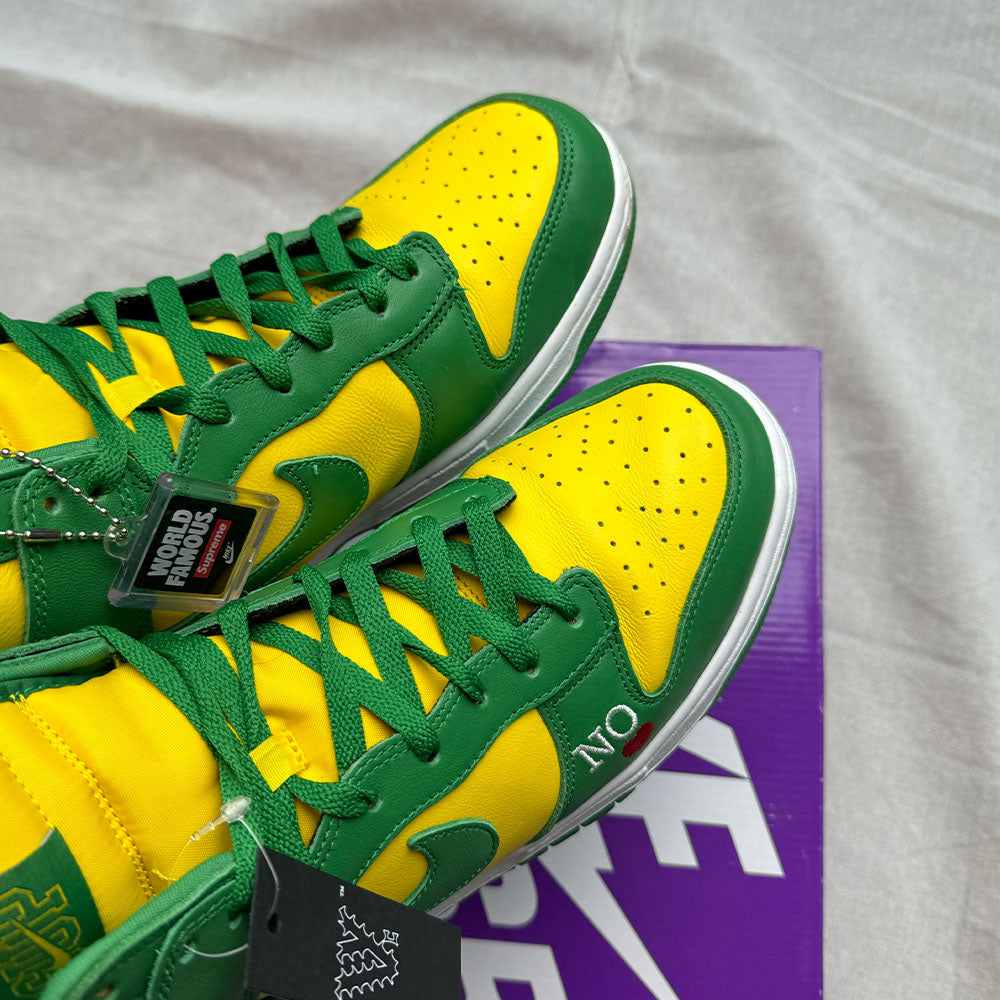 Supreme Nike Dunk High 'Any Means Brazil' - Size 9.5