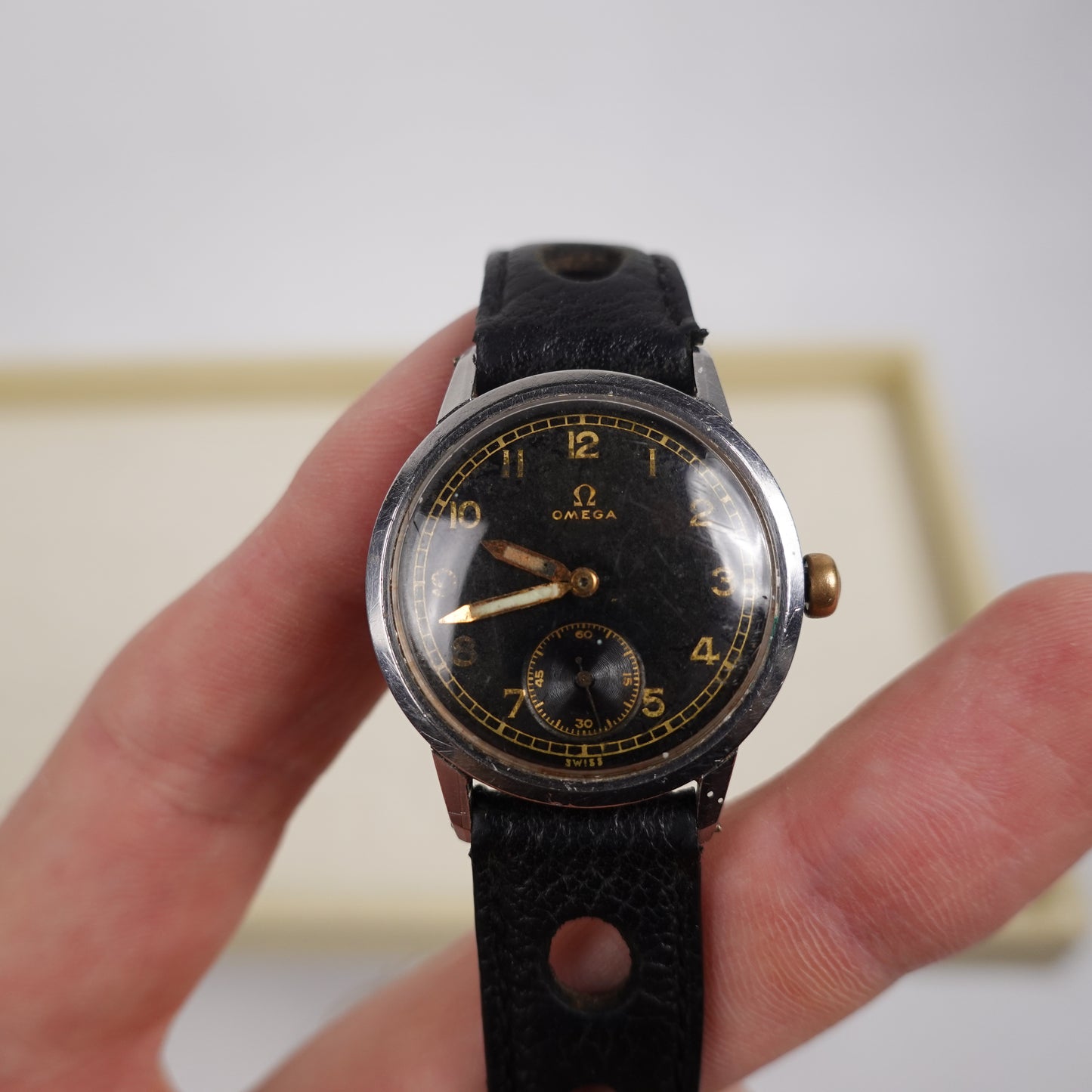 1940s Omega Manual Wind Gilt Watch Sub Dial