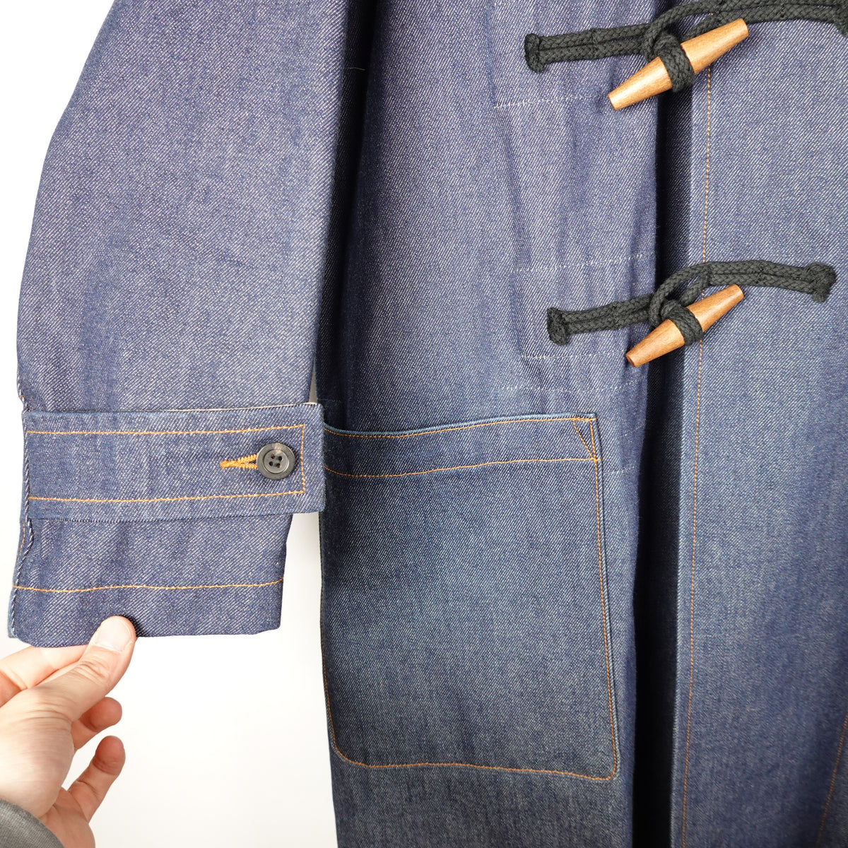 Orslow Raw Denim Duffle Coat - Size 0