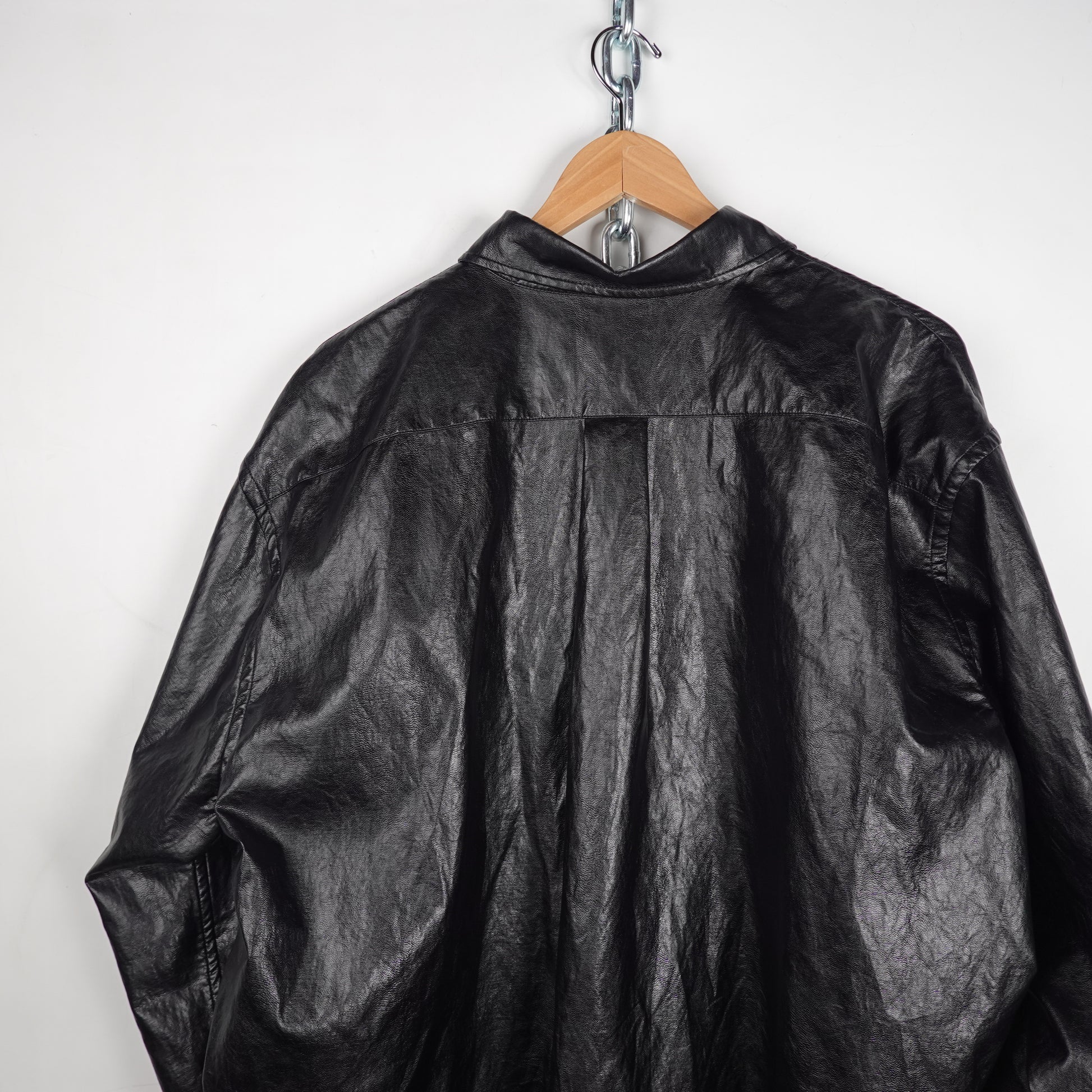 Close Up Of The Back Of An Our Legacy Coco 70s Leather Shirt Size 54 