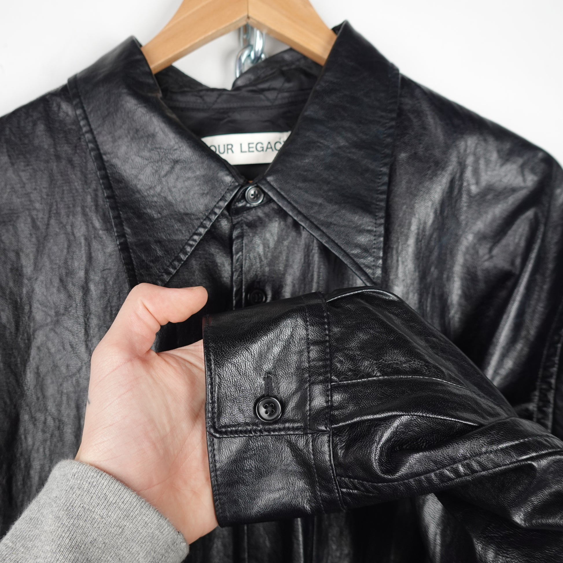 Our Legacy Coco 70s Leather Shirt Size 54 Button Detail Photo