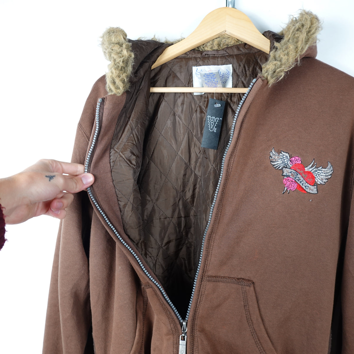 Y2K Peace Zip Up Hoodie - Size L