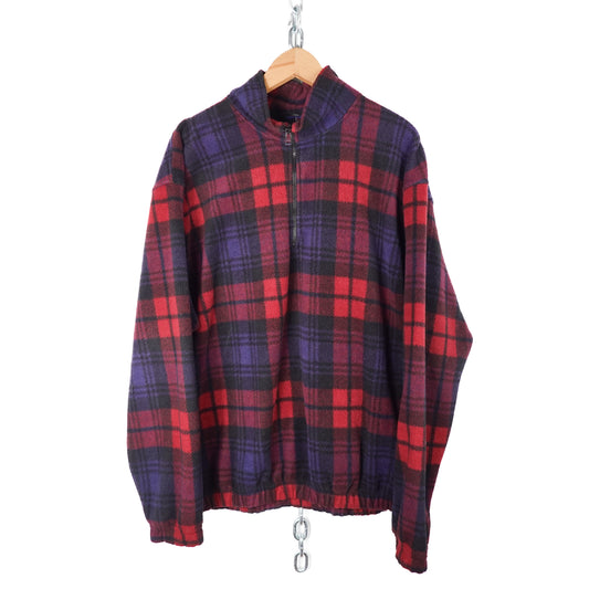 Vintage Plaid 1/4 Zip Fleece - Size XL