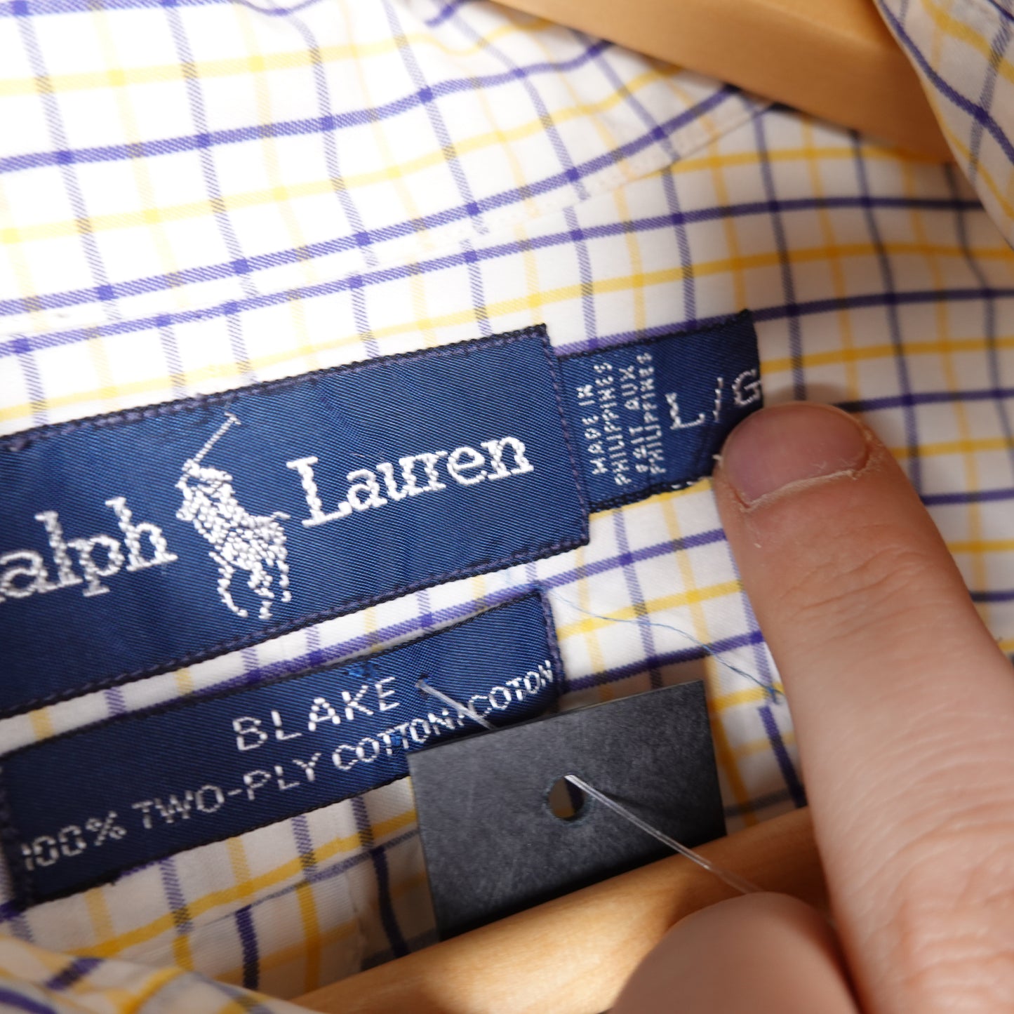 Polo RL Blue/Yellow Button Up Shirt - Size L