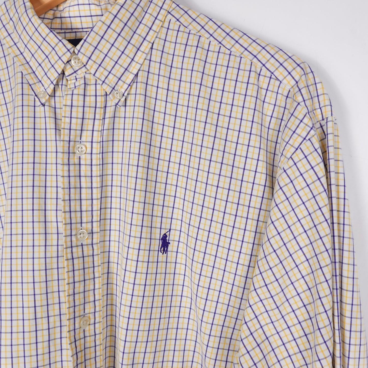 Polo RL Blue/Yellow Button Up Shirt - Size L