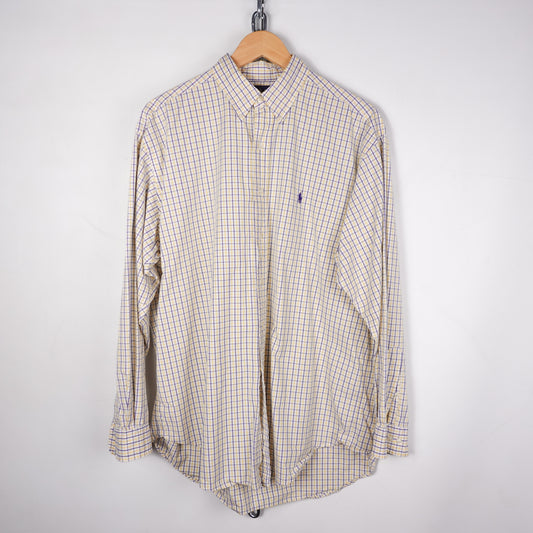 Polo RL Blue/Yellow Button Up Shirt - Size L