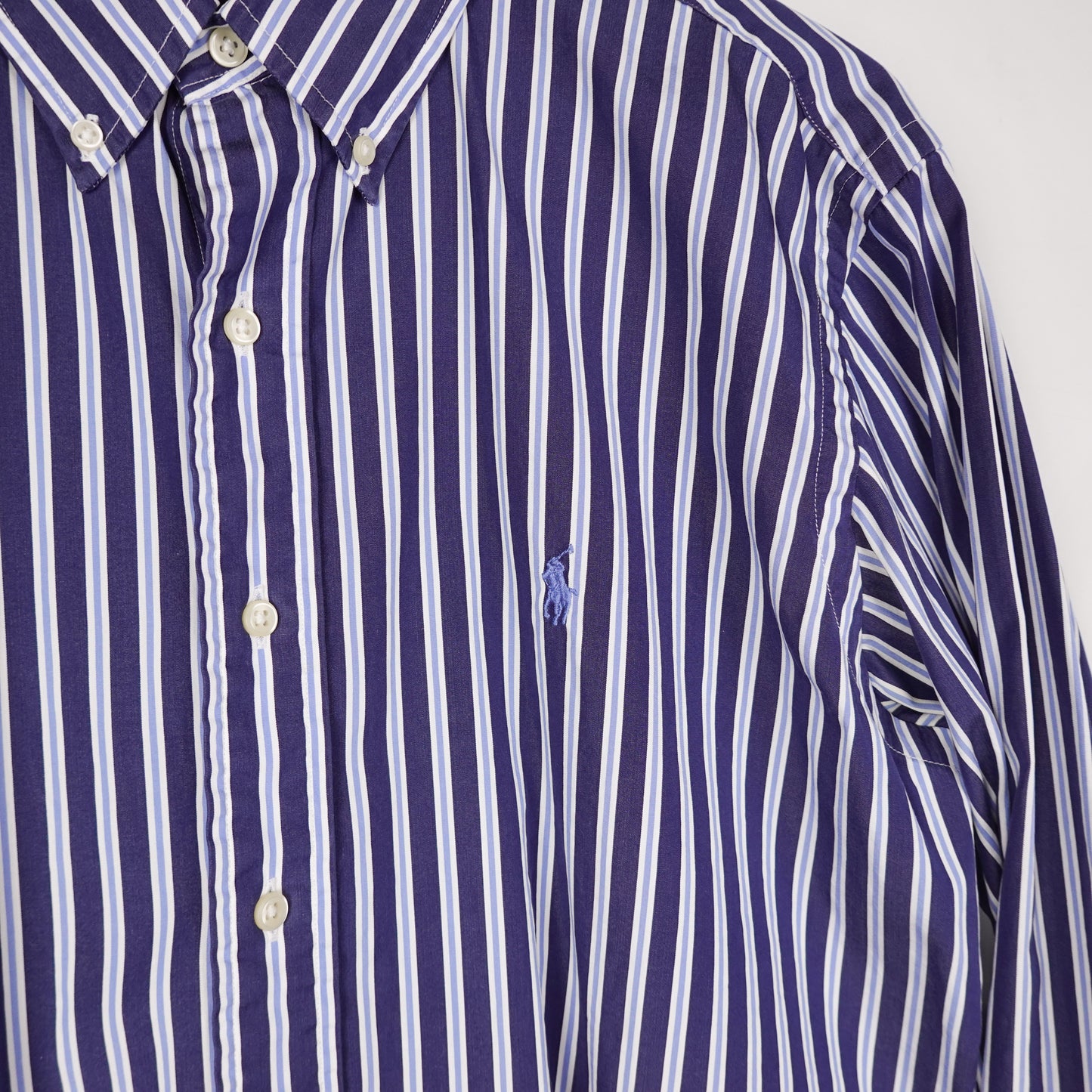 Polo RL Blue Striped Button Up Shirt - Size L