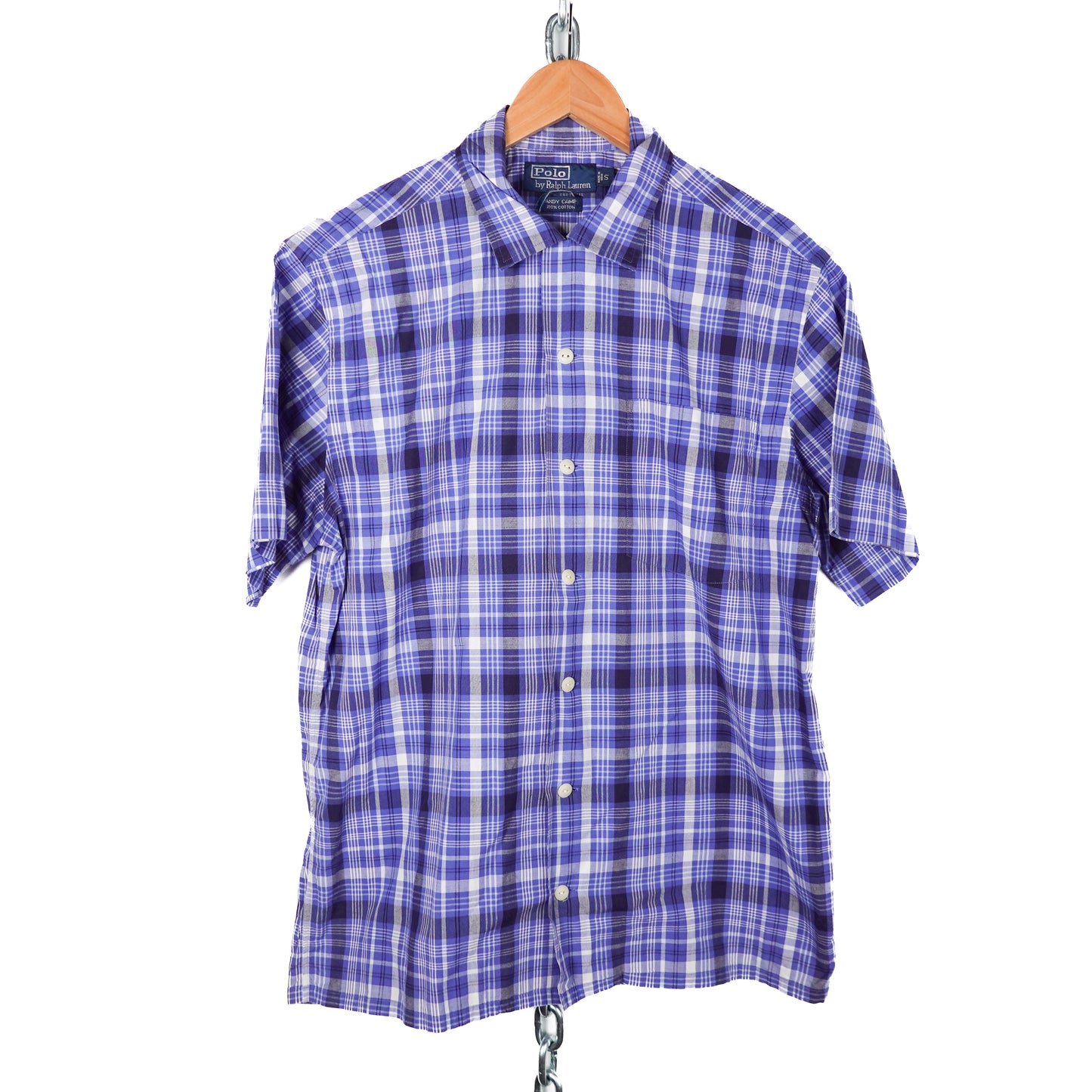 Polo Blue Plaid SS Button Up - Size S