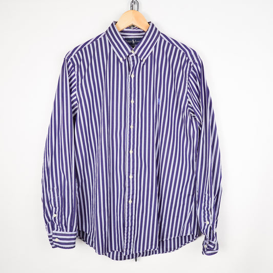 Polo RL Blue Striped Button Up Shirt - Size L