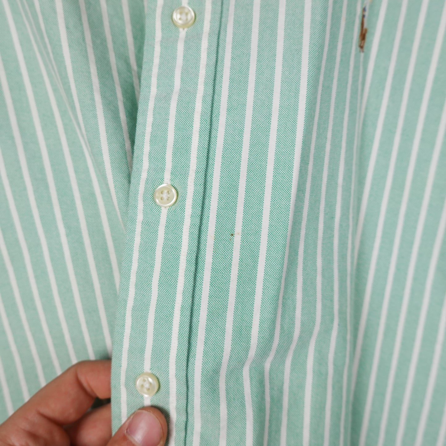 Polo RL Striped SS Button Up GREEN - Size L