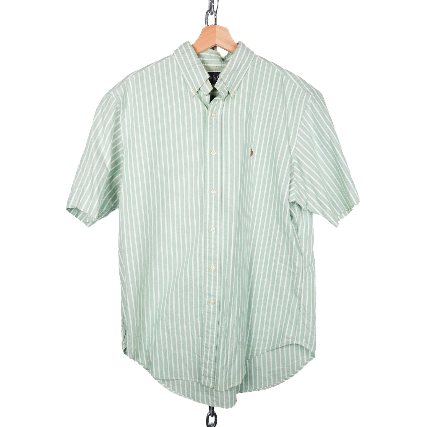 Polo RL Striped SS Button Up GREEN - Size L