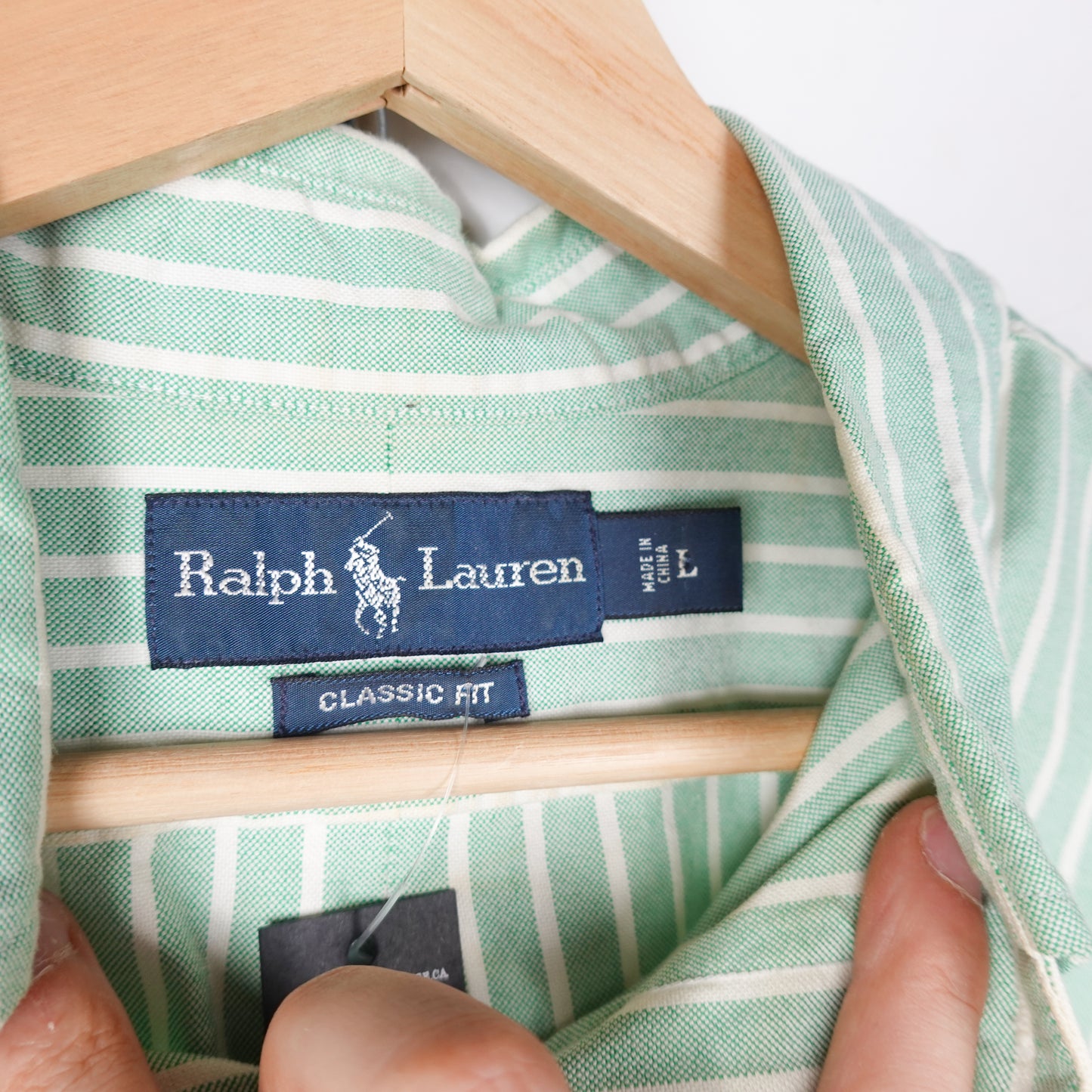 Polo RL Striped SS Button Up GREEN - Size L