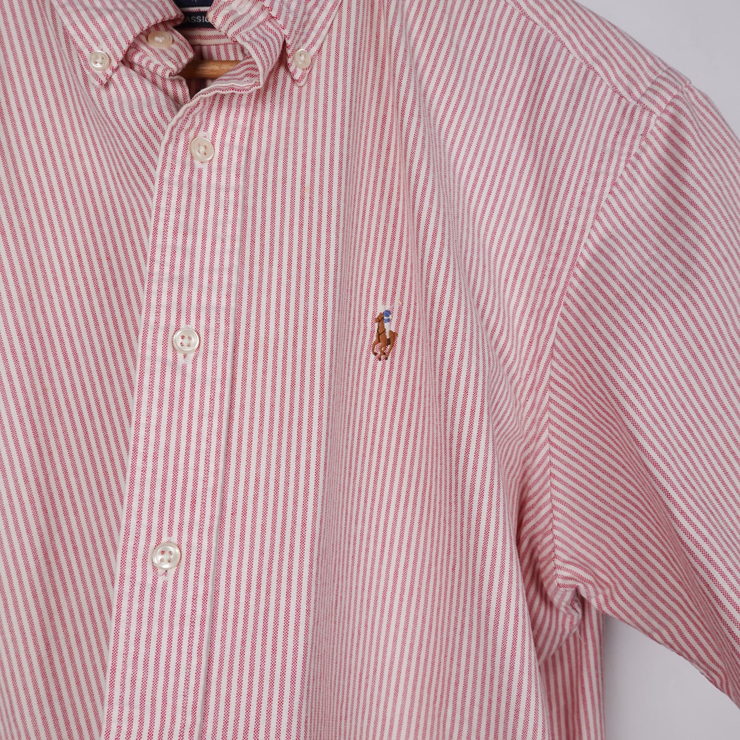 Polo RL Striped SS Button Up RED - Size L