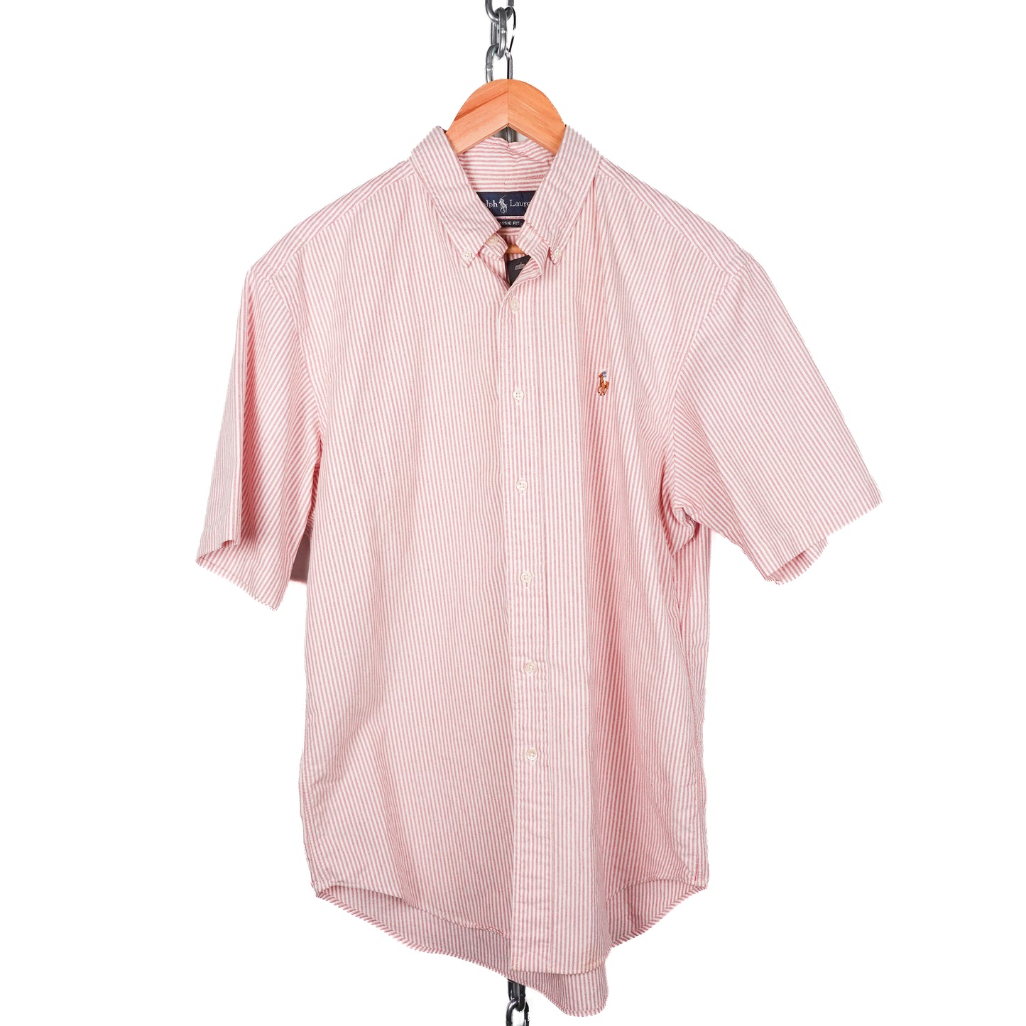 Polo RL Striped SS Button Up RED - Size L