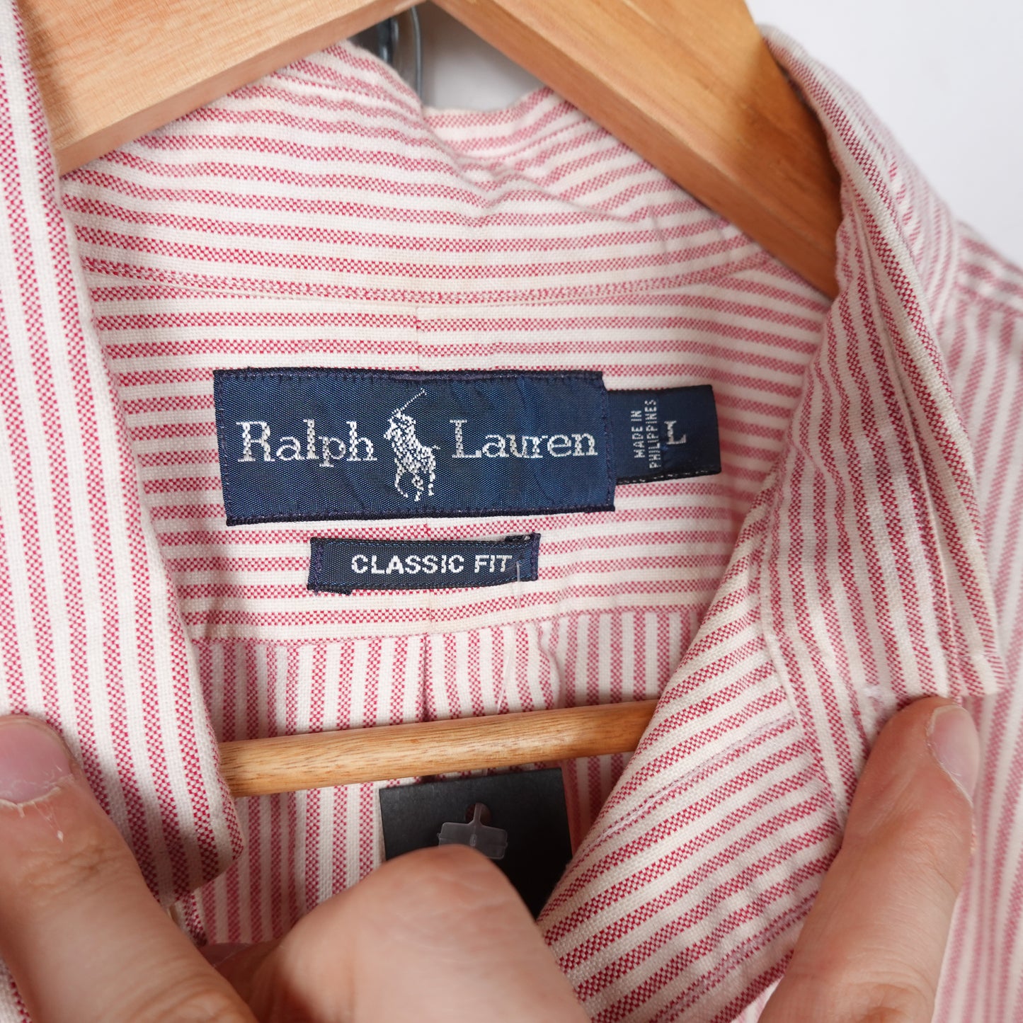 Polo RL Striped SS Button Up RED - Size L
