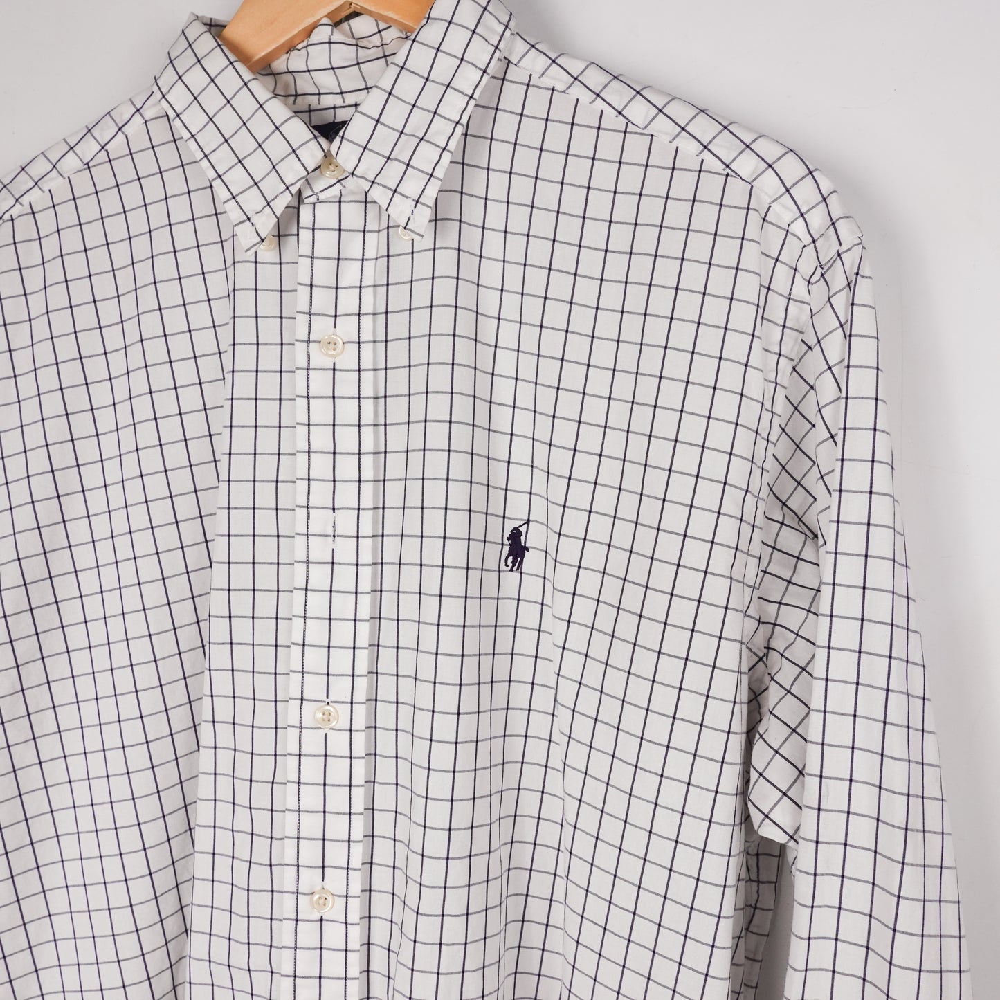 Vintage Polo RL White/Black Grid Button Up - Size XL