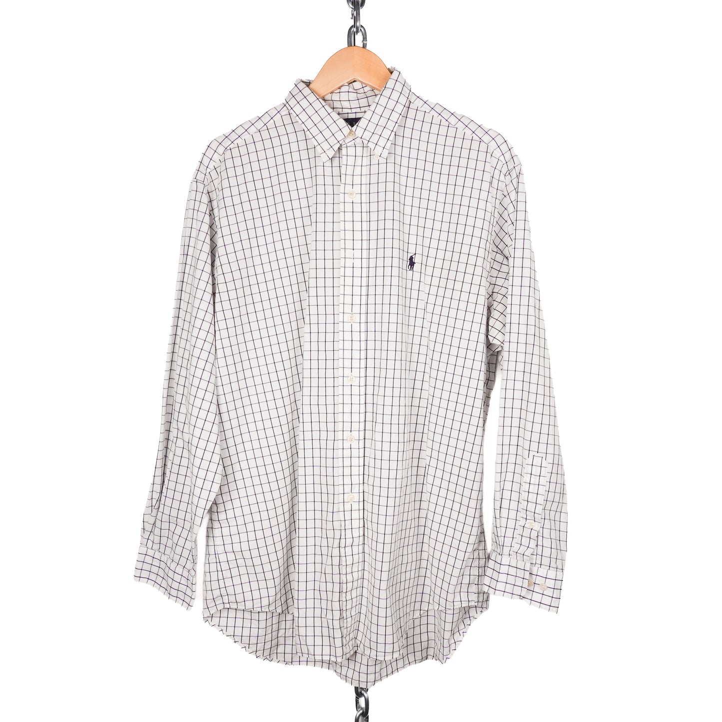 Vintage Polo RL White/Black Grid Button Up - Size XL