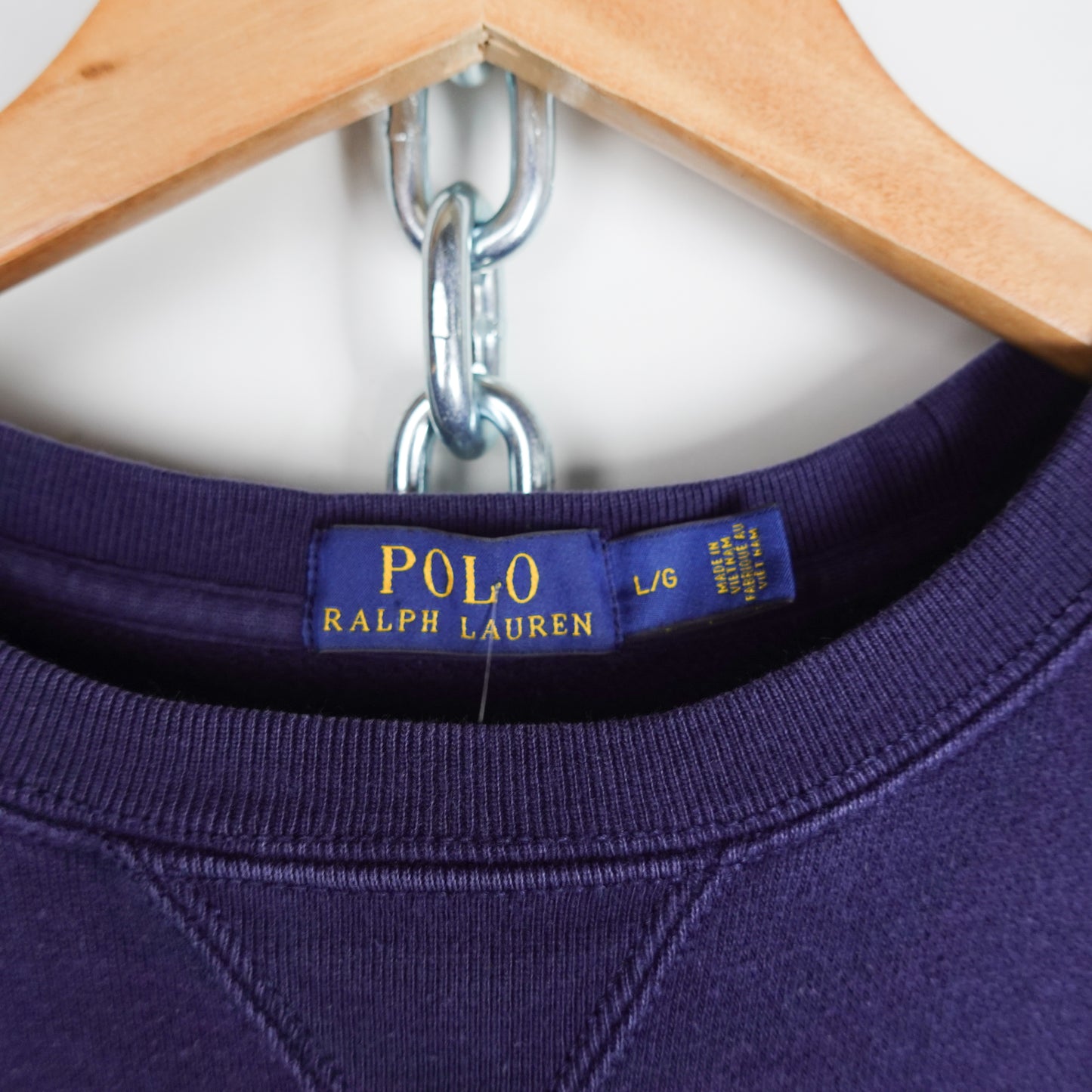 Polo Ralph Lauren Navy Crewneck - Size L Neck Label