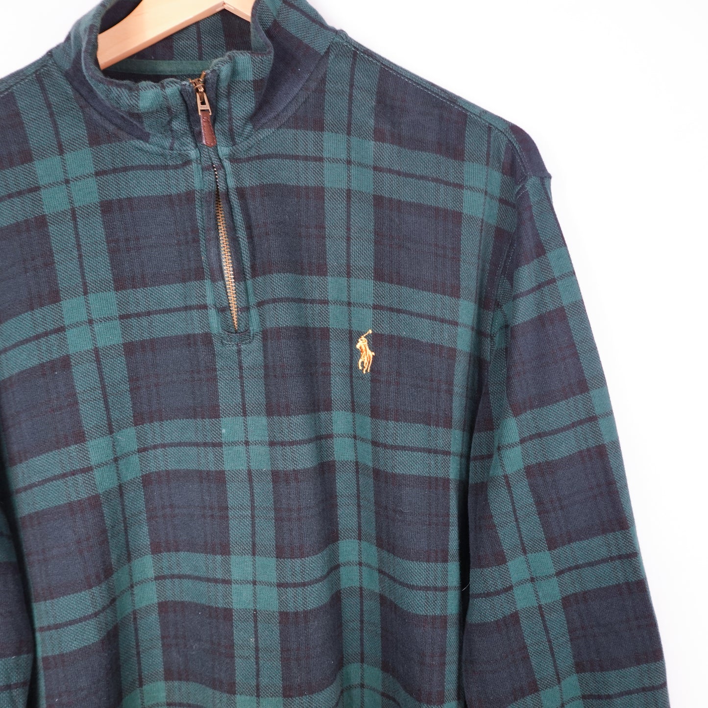 Polo RL Plaid 1/4 Zip Sweater - Size L