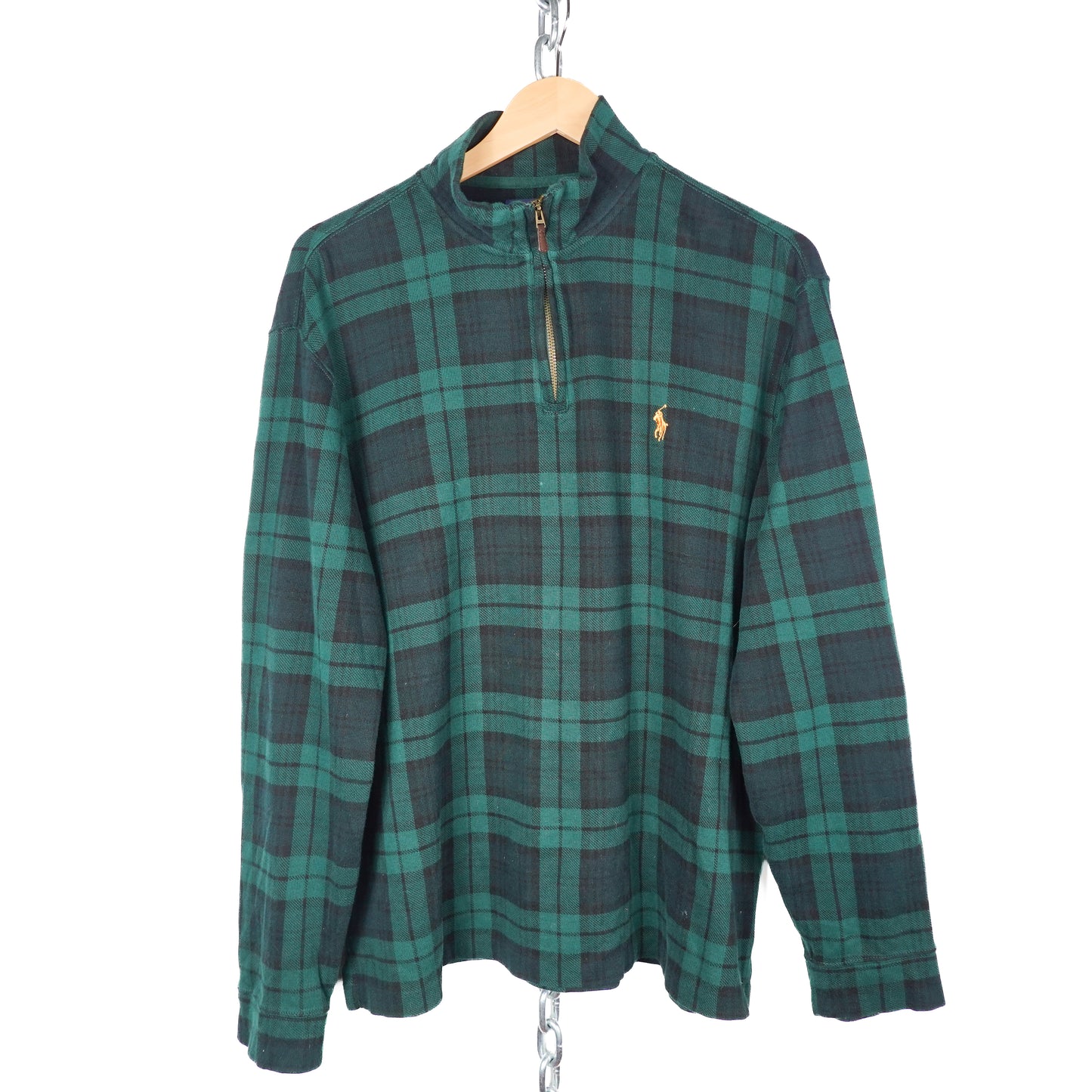 Polo RL Plaid 1/4 Zip Sweater - Size L