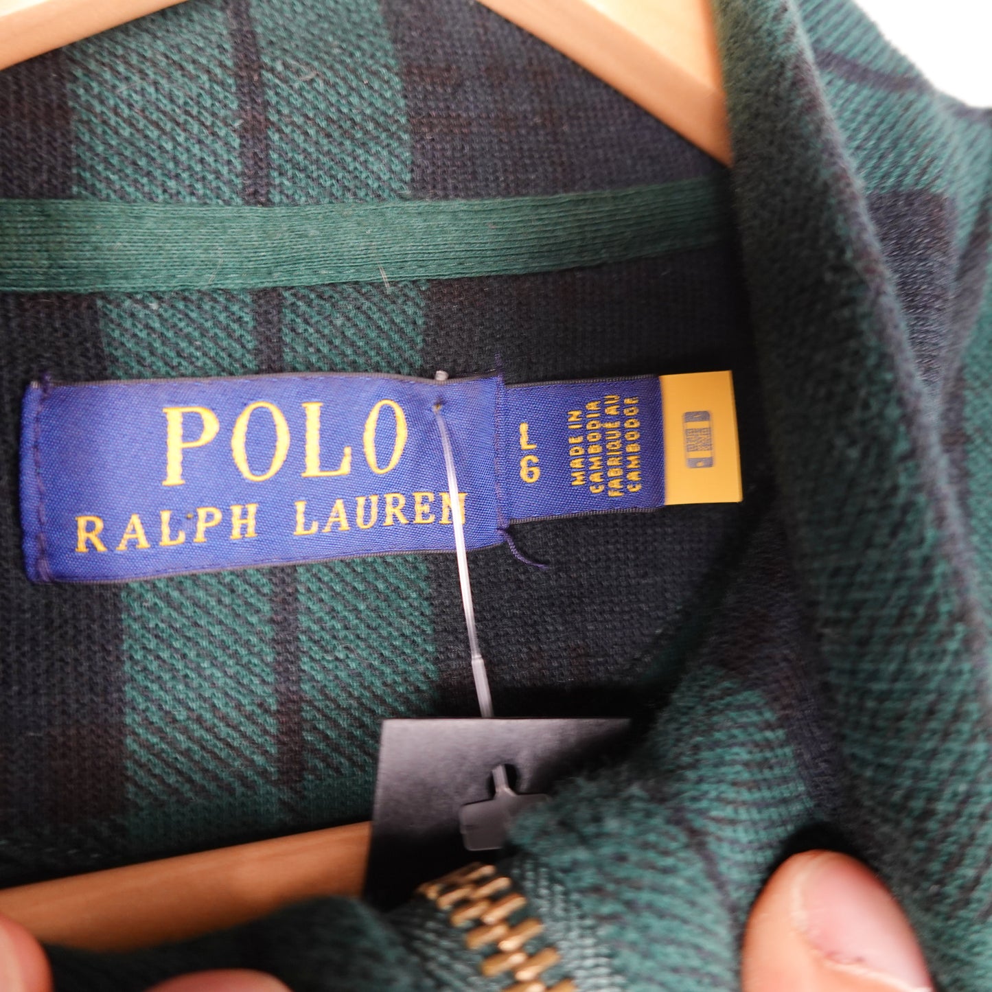 Polo RL Plaid 1/4 Zip Sweater - Size L